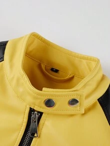 Chaqueta de poliuretano para mujer de otoño/invierno, prenda exterior con bolsillos con cremallera de motocicleta - Multicolor - Ver 4