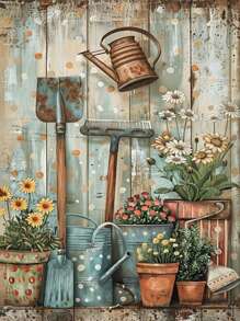 美丽的花园 5D 钻石画套件，全圆形钻石马赛克套件（带工具），钻石刺绣工艺礼物，适合成人初学者，家居墙壁装饰和房间装饰，生日礼物 - 彩色 - 查看 8