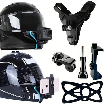 摩托车头盔手机支架固定架 适用于 GoPro Hero 12 10 9 8 7 运动相机支架 摩托车相机配件