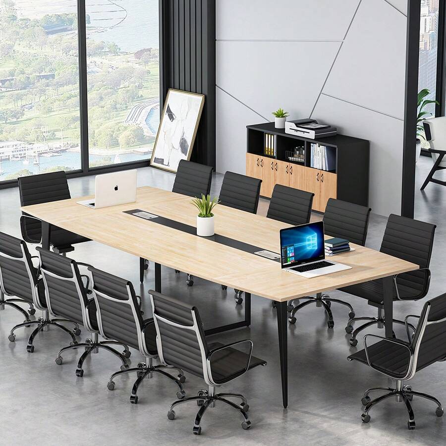 Tribesigns 8FT Conference Table Boat Shaped Modern 94.48x47.24 Inches