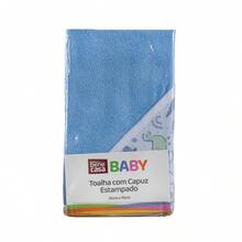 Toalha para bebês forrada com capuz - Dino - Azul - 70cm x 70cm - Azul - Visão 5