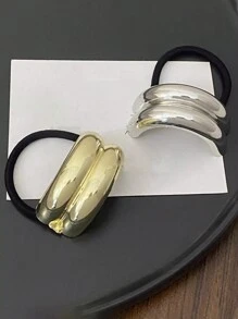 6件組時尚金屬髮圈彈性髮圈 女款馬尾固定環 簡約百搭髮飾 - 彩色 - 查看 7