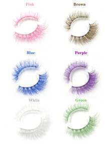 ENCHUW 7 Pairs Color Lashes With Clear Band Lashes Halloween Natural Look Wispy Silky Lashes Eye Lashes Makeup Extension False Eyelashes Strip Lashes,Lashes,Eyelashes,Fake Lashes - Natural Lashes - View 2