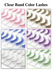 ENCHUW 7 Pairs Color Lashes With Clear Band Lashes Halloween Natural Look Wispy Silky Lashes Eye Lashes Makeup Extension False Eyelashes Strip Lashes,Lashes,Eyelashes,Fake Lashes - Natural Lashes - View 5