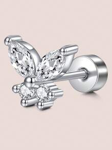 1 件 16G 20G 银软骨耳环套装，不锈钢蝴蝶蛋白石花朵羽毛心形星星月亮 CZ 耳钉平背软骨海螺耳轮穿孔珠宝女士，平背耳环，防过敏 CZ 耳钉，软骨耳环耳屏耳轮穿孔珠宝情人节、妈妈、母亲、母亲节、礼物 - 銀色 - 查看 30