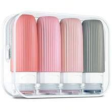4 Stücke Set TSA zugelassene 60ml Reiseflaschen, auslaufsichere nachfüllbare Reisegrößen Toilettenartikel Behälter mit Kosmetiktasche, unerlässlich für Reisesaison und Kreuzfahrt