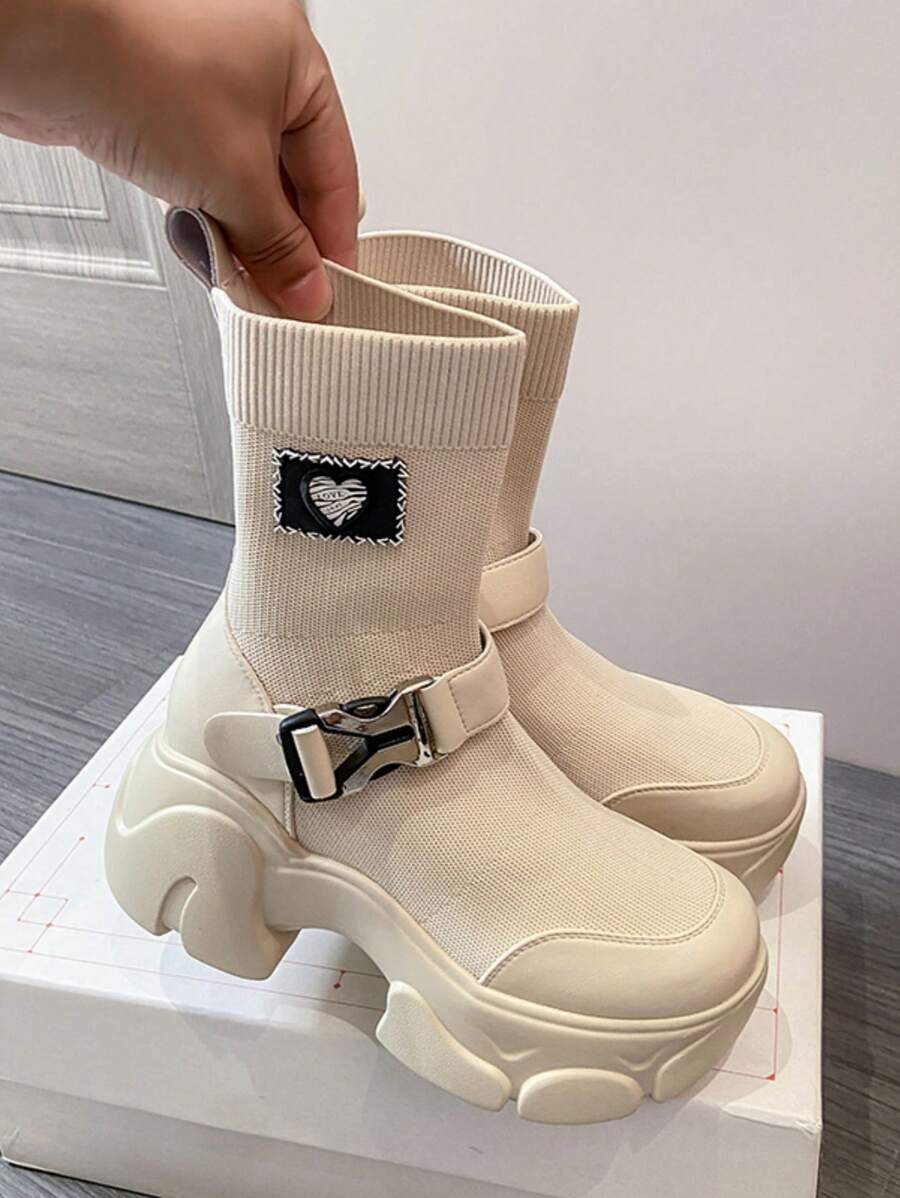 2024 New Thick Sole Elastic MidCalf Boots, Summer Women's Casual