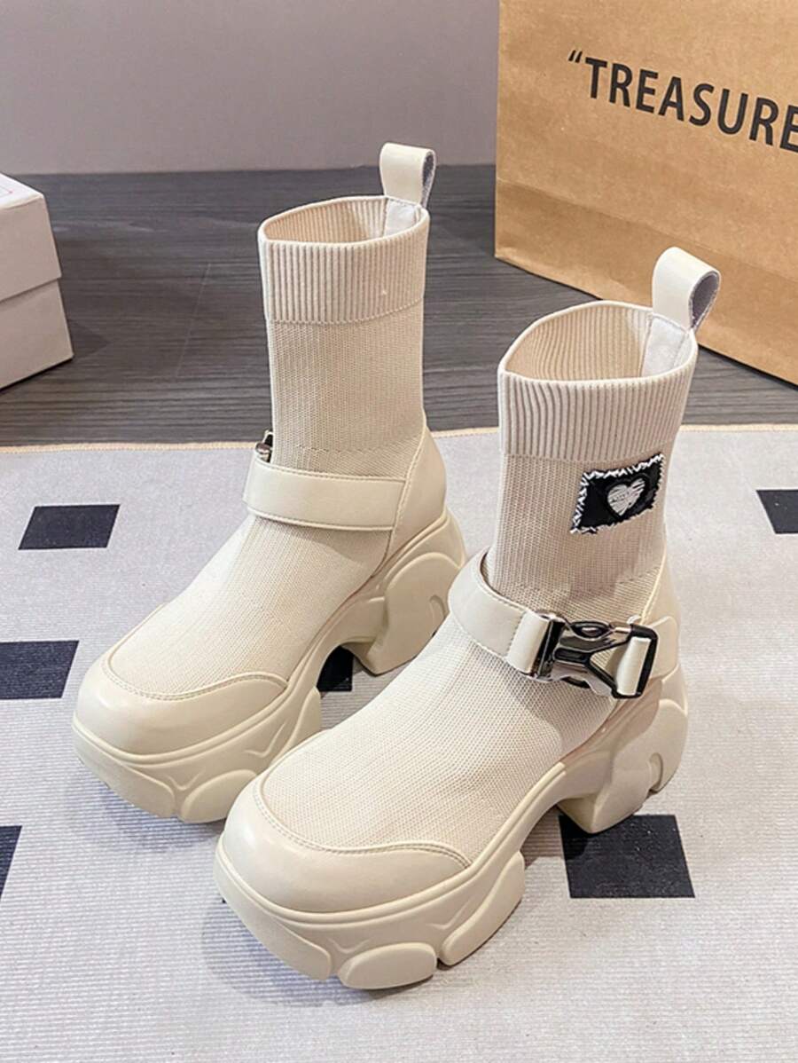 2024 New Thick Sole Elastic MidCalf Boots, Summer Women's Casual