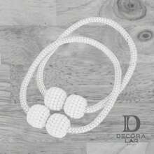 2 Pieces Kit Magnet Curtain Belt Fabric Rope Imitation Pearl Buckle Free Back Clip