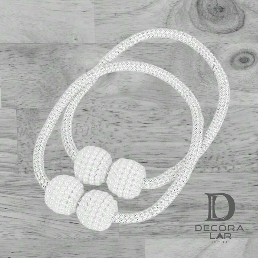 2 Pieces Kit Magnet Curtain Belt Fabric Rope Imitation Pearl Buckle Free Back Clip
