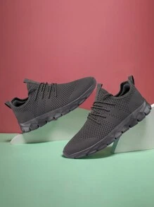 Women's Comfortable Footwear Trainers Fashionable Road Running Shoes Mesh Breathable Sneakers Outdoor Walking Shoes Casual Shoes Non Slip Flat Sports Shoes Dark/Gray