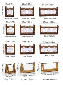 1pc Creative Wooden Frame Glass Planter, With Wooden Stand, For Indoor Hydroponic Plant, Home/Office/Garden Decor, Gift For Plant Lovers