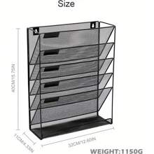 Wall File Holder Organiser Wall Mounted Magazine File Rack - 6 Tier Mesh A4 Mesh In Tray Hanging Storage Rack For Papers Letters Documents And Stationery BlackRoom Decor - Black - View 5