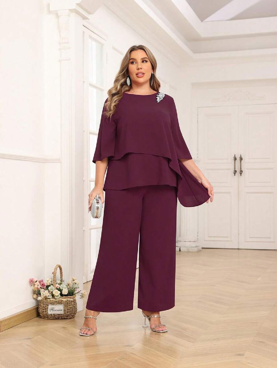 Christmas and new year plus size pant suits mother of bride dressy pant