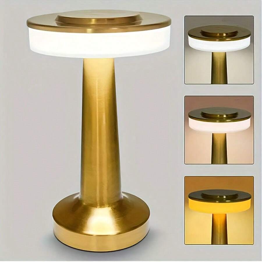 Rechargeable Battery Powered Table Lamp Gold Cordless Table Lamp With Touch Sensor 3 Colors Dimmable Small Portable Bedside Lamp For Bedroom Nightstand Lamp - Sạc Màn Hình Cảm Ứng Ba Màu - Xem 1