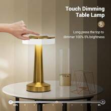 Rechargeable Battery Powered Table Lamp Gold Cordless Table Lamp With Touch Sensor 3 Colors Dimmable Small Portable Bedside Lamp For Bedroom Nightstand Lamp - Sạc Màn Hình Cảm Ứng Ba Màu - Xem 5