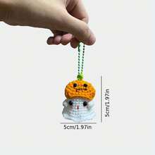 Llavero de gorro de fantasma y calabaza de ganchillo para vacaciones - decoración perfecta de Halloween - Multicolor - Ver 2