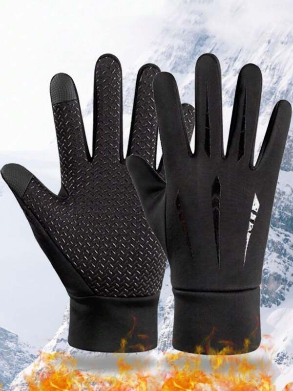 1pair Autumn And Winter Warm Five-Claw Gloves, Wind And Waterproof Touch Screen Gloves, Outdoor Riding And Driving Gloves, Suitable For Men And Women