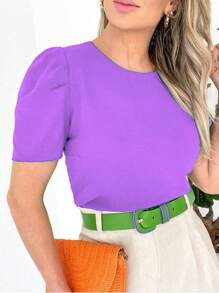WOMEN'S BLOUSE SHORT SLEEVE PRINCESS PUFANTE DUNA - Dusty Purple - View 1