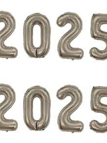 Kit With 4 Metallic Balloons Number 2025 Silver 70cm New Year's Eve Party - Bạc - Xem 2