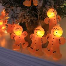 1pc 10/20 LED Ginger Bread Christmas LED String Lights Battery Powered Cute Men Women Ginger Bread Fairy Lamp For Home Bedroom Wall Door Xmas Tree Table Indoor Outdoor Holiday Party Christmas Decor,Room Decor Christmas Decor Christmas Light Bedroom Decor Home Decor Party Decor Holiday Festivalchristmas Gift Thanksgiving Christmas Tree Decor Ornaments - Warm White - View 4