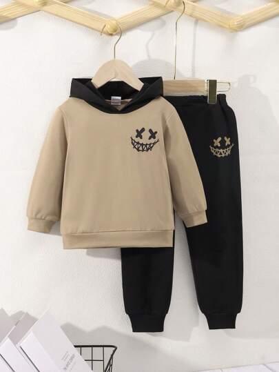 2pcs Boy Colorblock Hoodie Sweatshirt And Casual Sports Pants Sets, Fashionable Boys Outfits For Spring Autumn