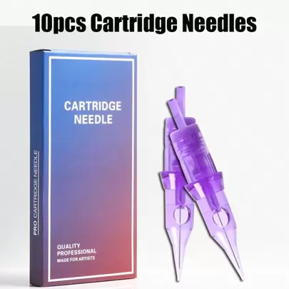10pcs/Box Purple Disposable Tattoo Needles, Permanent Makeup Tattoo Needles, RS RM M1 Size, Eyebrow & Lip Tattoo Needles