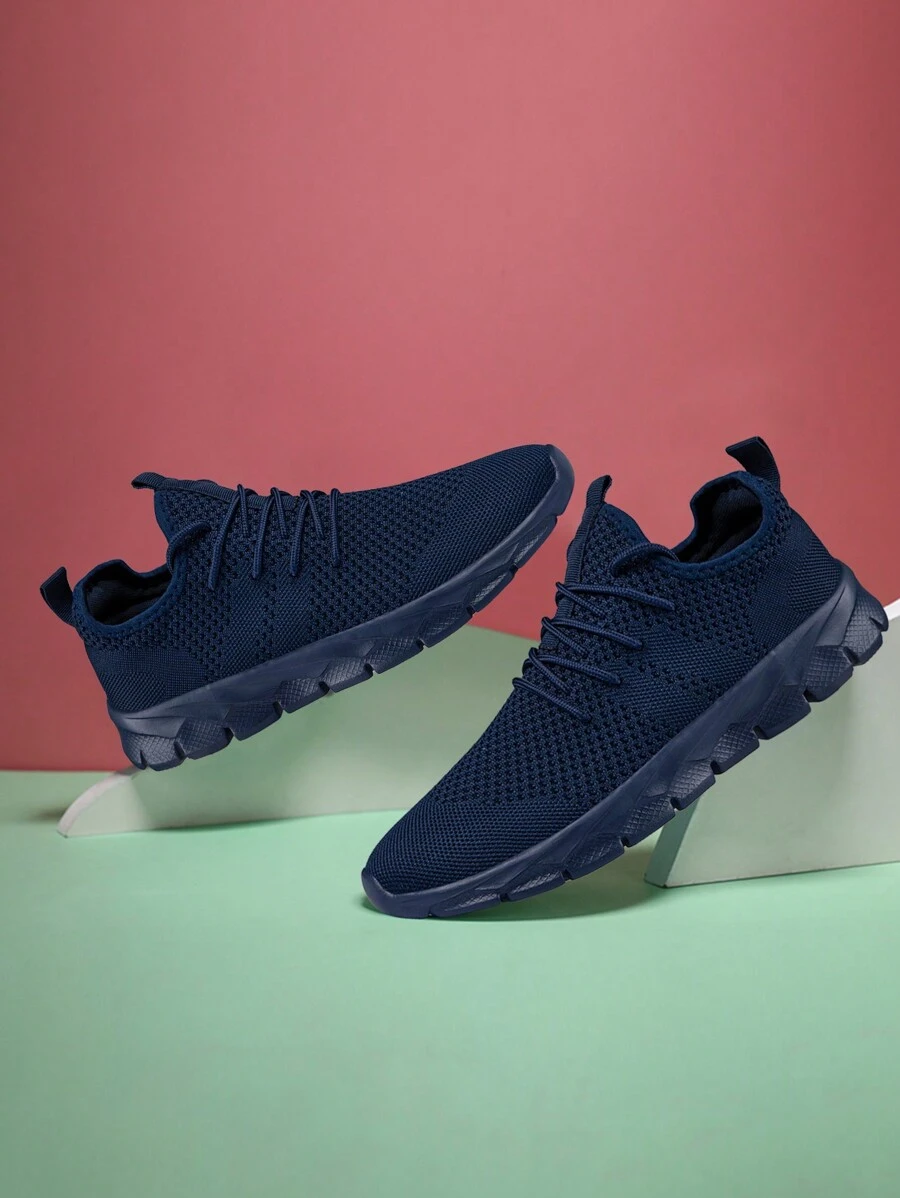 Women's Comfortable Footwear Trainers Fashionable Road Running Shoes Mesh Breathable Sneakers Outdoor Walking Shoes Casual Shoes Non Slip Flat Sports Shoes Dark/Blue