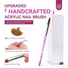 Saviland 丙烯酸指甲刷套装 - 4 件套专业丙烯酸刷套装，适用于丙烯酸粉末应用 3D 指甲雕刻，带液体闪光手柄的美甲刷，尺寸 4、尺寸 6、尺寸 10、尺寸 14 - 淺粉色 - 查看 2