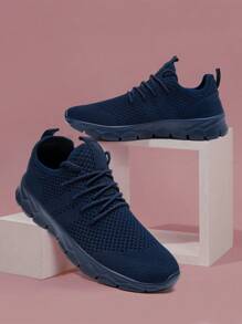 Women's Comfortable Footwear Trainers Fashionable Road Running Shoes Mesh Breathable Sneakers Outdoor Walking Shoes Casual Shoes Non Slip Flat Sports Shoes Dark/Blue