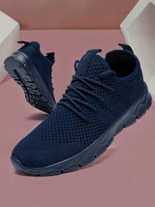 Women's Comfortable Footwear Trainers Fashionable Road Running Shoes Mesh Breathable Sneakers Outdoor Walking Shoes Casual Shoes Non Slip Flat Sports Shoes Dark/Blue