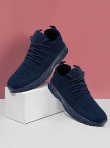 Women's Comfortable Footwear Trainers Fashionable Road Running Shoes Mesh Breathable Sneakers Outdoor Walking Shoes Casual Shoes Non Slip Flat Sports Shoes Dark/Blue