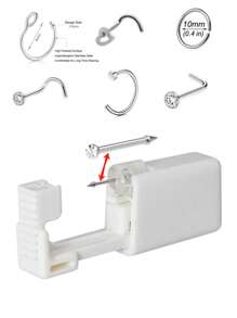 7pcs/Set Disposable Fashion Nose Piercing Gun Kit With Heart & Round Shape Replacement Nose Studs, Comfortable Valentines,Mom,Mother,Mother's Day,Gift