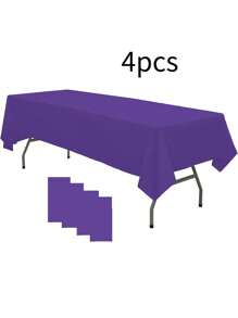 1Pc/4pcs Solid Color Tablecloth, Plastic Tablecloth 54 * 108inch Multi-Color Optional Peva Material, Rectangular Tablecloth, Suitable For Birthday, Wedding, Banquet, Party Desktop Decorations