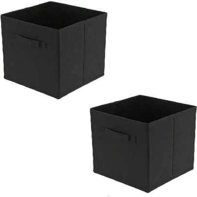 2 Pcs Foldable Storage Boxes 27x27x28cm Folding Box Folding Collapsible Organiser For Home And Office(Beige)