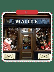 CHARMS 2pcs/Set Christmas Static Stickers Decorative Glass Door Decals For Shopping Mall Display Window, Self-Adhesive Wall Stickers - Multicolor - View 5