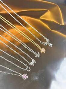 6 chiếc vòng cổ mặt trái tim pha lê hồng Y2K Hàn Quốc dành cho nữ cô gái Punk Gothic dây chuyền xương đòn trang sức thẩm mỹ đám cưới ngày lễ tình nhân - Nhiều màu - Xem 5