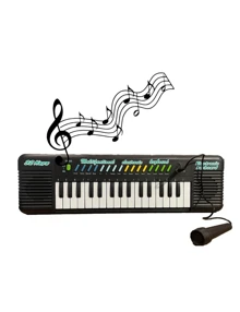 Black Keyboard With 32 Keys, Microphone, 37 Songs, 3 Voices, Immediate Shipping! - 黑色 - 查看 5