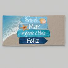 Toalha de Praia Piscina Estampada Perto Do Mar a Gente é Mais Feliz - Multicolorido - Visão 4
