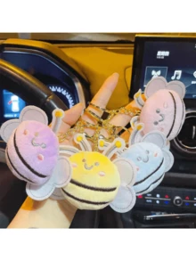 Nuevo y lindo llavero de peluche de abeja de dibujos animados, decoración de colgante de abeja suave y peluda para ropa, bolsas, regalo - Multicolor - Ver 4