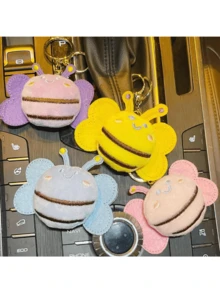 Nuevo y lindo llavero de peluche de abeja de dibujos animados, decoración de colgante de abeja suave y peluda para ropa, bolsas, regalo - Multicolor - Ver 3