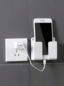 3/1 pièce Grand support mural sans perçage pour téléphone portable, rangement et organisateur pour télécommande, boîte de rangement de chargement sur le côté du lit - Blanc - Voir 6