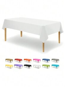 1Pc/4pcs Solid Color Tablecloth, Plastic Tablecloth 54 * 108inch Multi-Color Optional Peva Material, Rectangular Tablecloth, Suitable For Birthday, Wedding, Banquet, Party Desktop Decorations
