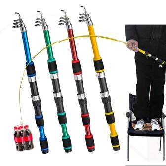 四色伸缩鱼竿，轻巧便携，适合旅行使用