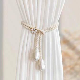 2pcs Modern Curtain Tie Backs, Handmade Woven Curtain Strings, Adjustable Curtain Bindings, Cord Tie Holder, Rope Tassel Curtain Tiebacks Accessories
