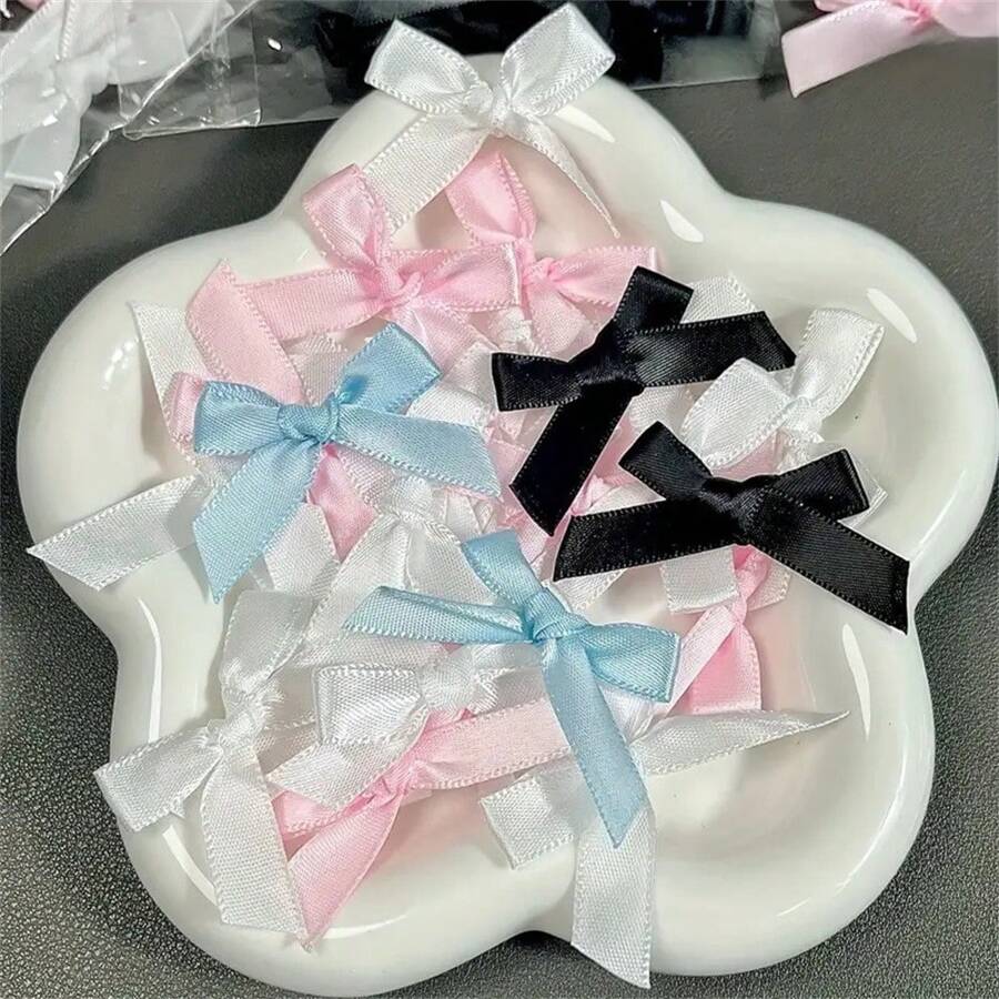 20 chiếc nơ bằng nylon hỗn hợp dùng làm đồ thủ công DIY, nơ thủ công 0,39" X 1,97" dùng làm kẹp tóc, bao bì, đồ trang trí, không cần dùng điện - Nhiều màu - Xem 1