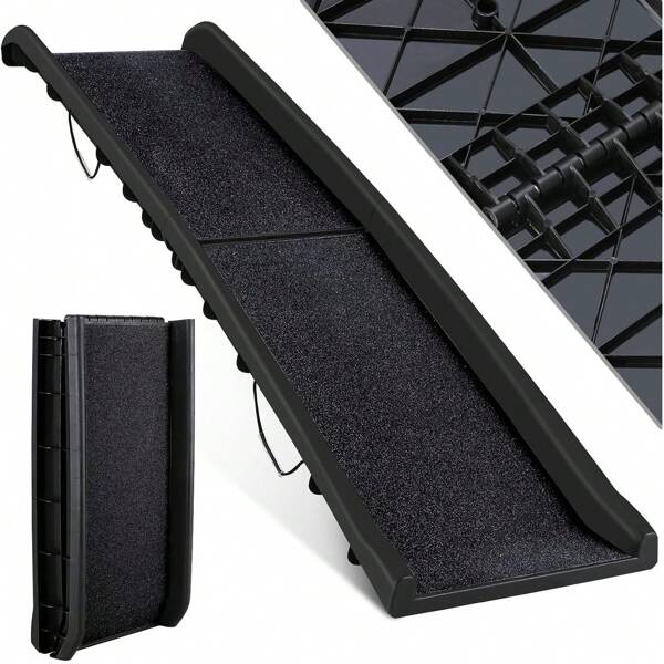 Hunderampe Klappbar,Anti-Rutsch Hundetreppe Auto, 90 kg Tragfähigkeit,für Große & Kleine Tiere, Kofferraumrampe, für Autos, Betten, Treppen, 156x40 cm