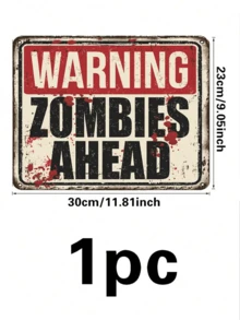 1 buah Dekorasi Pesta Halloween, Poster Peringatan Zombie Bercahaya, Stiker Dinding, Stiker Bercahaya untuk Pajangan Jendela Meriah - MultiWarna - View 4