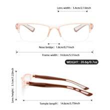 Rivsar 男女通用老花镜，时尚，防眩光，防紫外线，轻巧紧凑的半框矩形镜架，方便携带设计，适合所有脸型 - 茶白色 - 查看 6