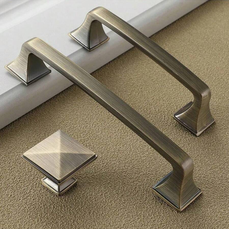1 cái Tay nắm tủ bằng đồng xanh cổ điển, hợp kim kẽm, tủ quần áo, ngăn kéo nhà bếp, tay nắm cửa tủ, núm đồ nội thất, khoảng cách lỗ 96mm/128mm/lỗ đơn - Đồng xanh - Xem 1